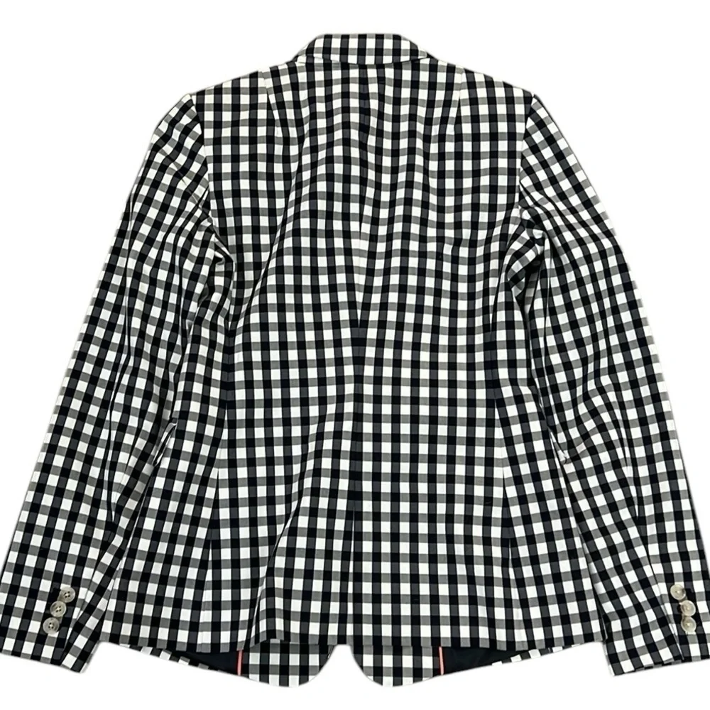 New Banana Republic Blazer Jacket Navy/White Checked Cotton Stretch Lined Size 4 - Picture 9 of 16